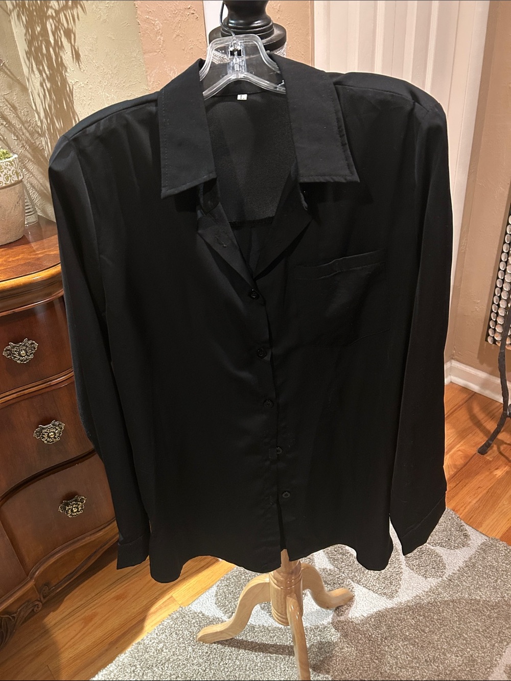 Womens Black Button-Up blouse large